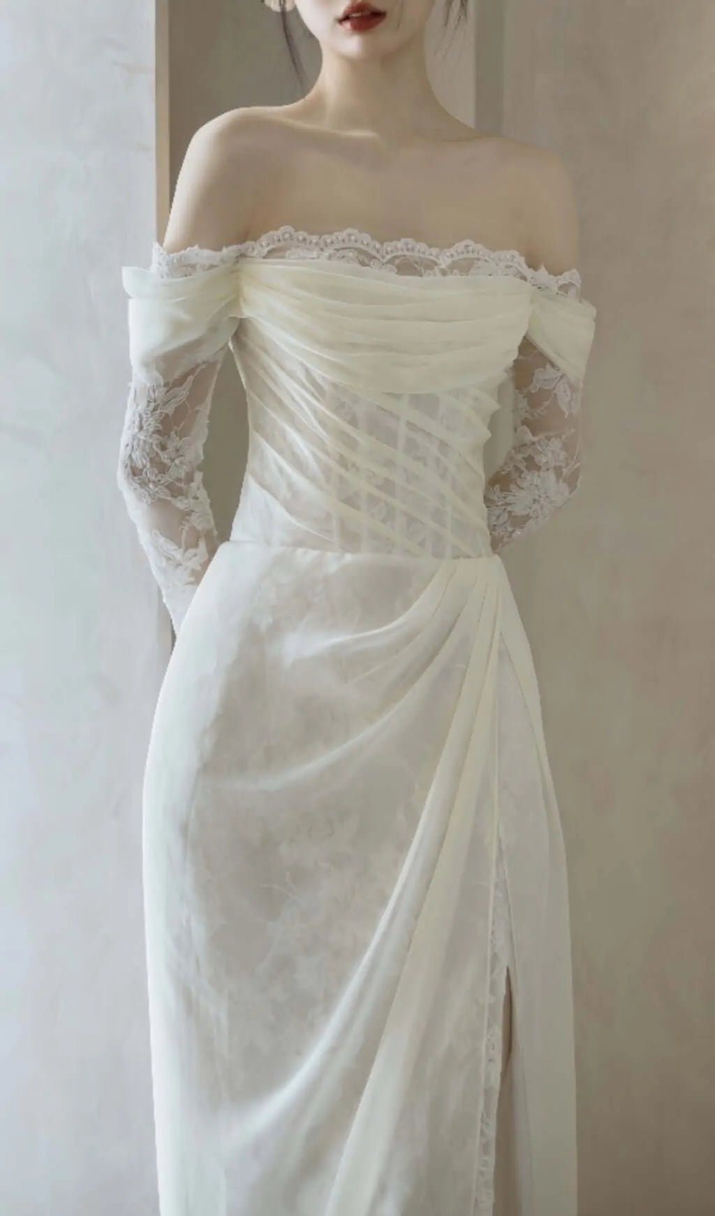 Avielle Mesh One Shoulder Wedding Dress Flowering Girl