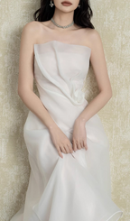 Helki White Strapless Midi Dress Flowering Girl