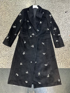 Philippa Crystal Embellished Coat In Black Flowering Girl