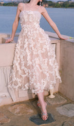 Aphra Floral Rhinestone Midi Dress Flowering Girl
