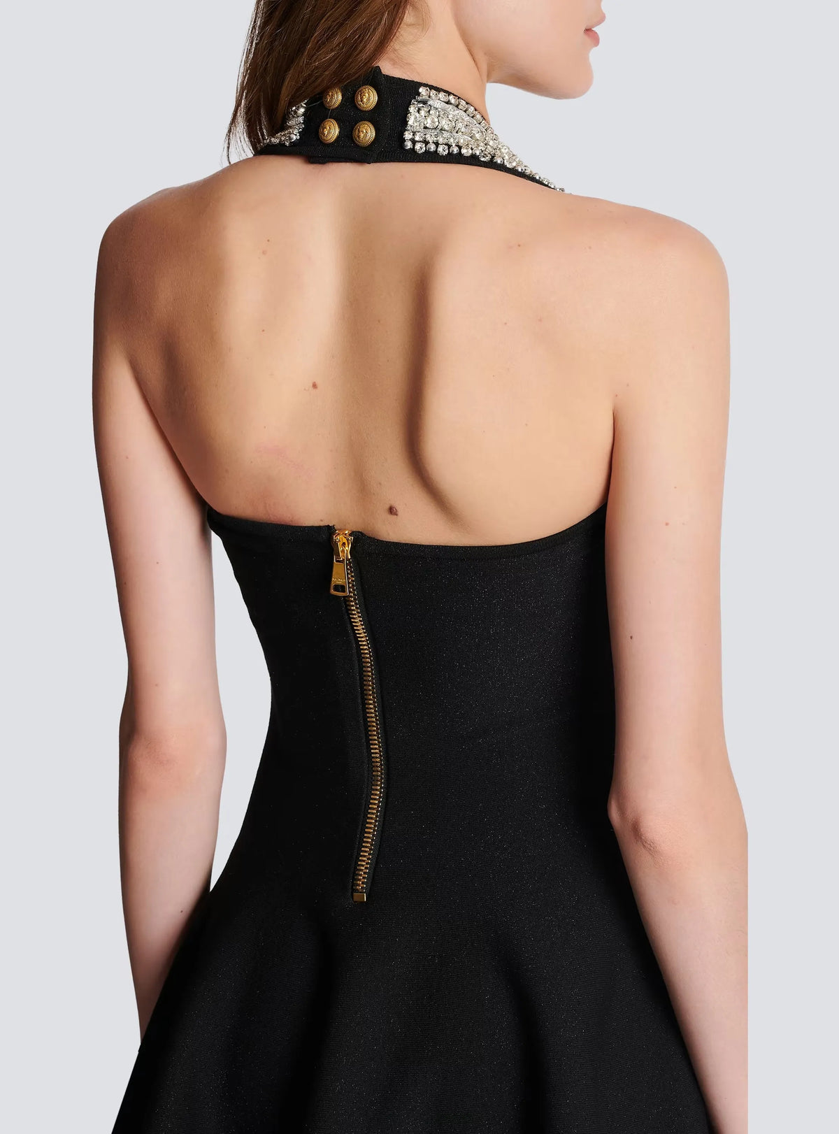 Alev Black Halter Embellished Mini Dress Flowering Girl