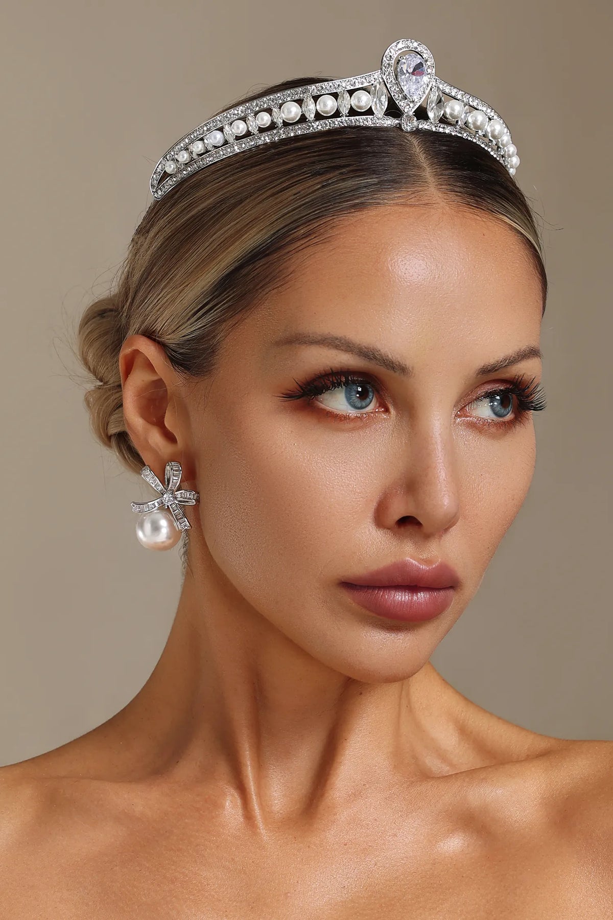Zandy Diamond Pearl Crown Dress Flowering Girl