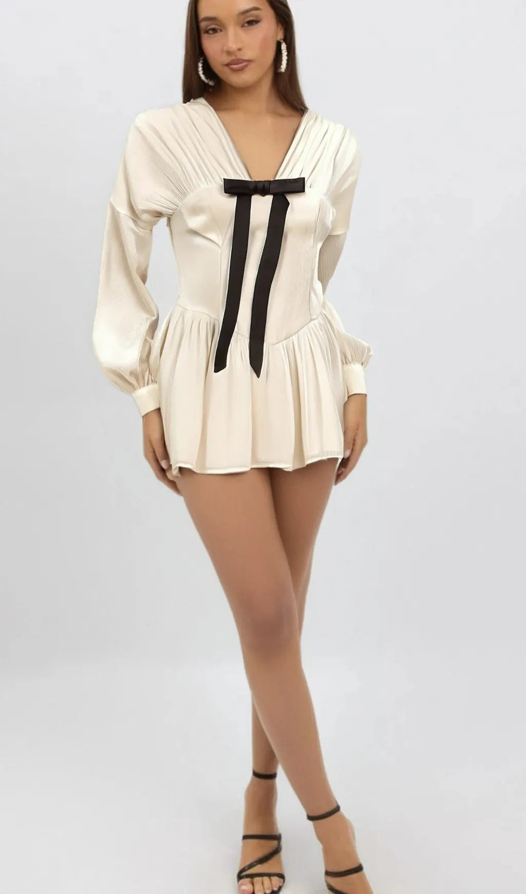 Lina white bowknot glitter-detail mini dress Flowering Girl