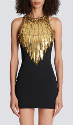 Sequin Mini Dress In Black Flowering Girl