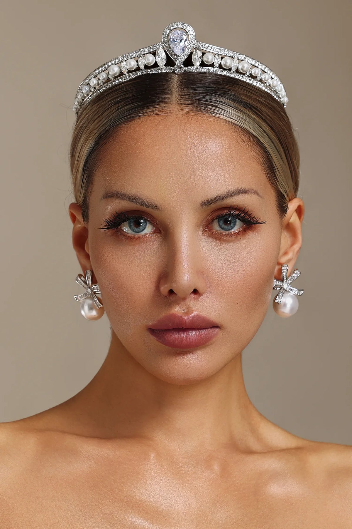 Zandy Diamond Pearl Crown Dress Flowering Girl