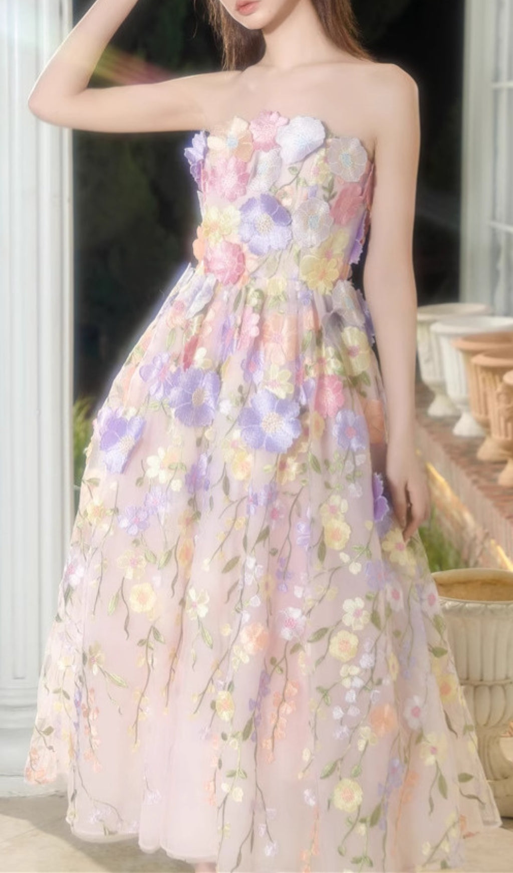 Danyale Strapless Flower Maxi Dress Flowering Girl