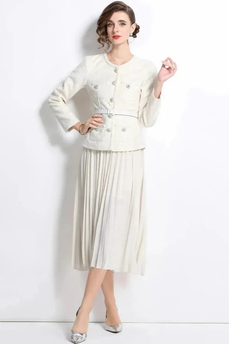 Cream Sequin Boucle Tailored Midi Dress Flowering Girl