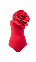 Exaggerated 3D Flower Bodysuit In Red Flowering Girl