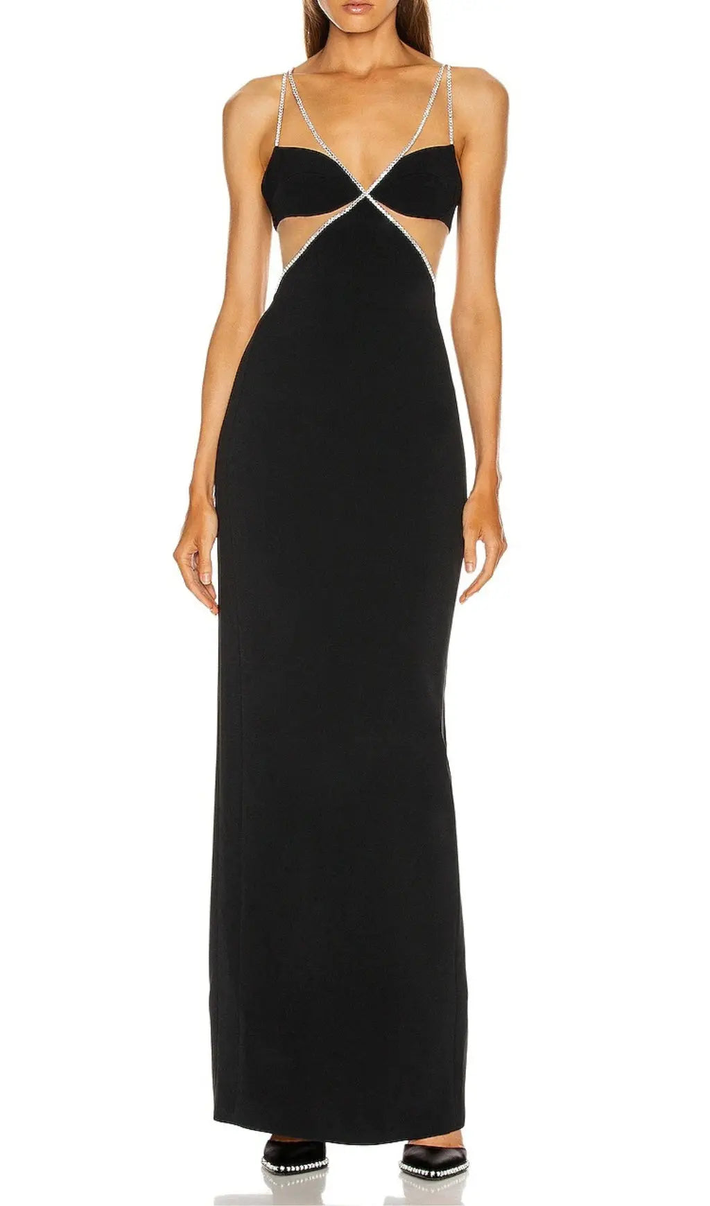 Black Diamond Mesh Maxi Bandage Dress Flowering Girl