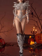 Hynorek Long Sleeve Crystal Jumpsuit Flowering Girl