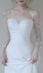 Chucky White Mesh Leaf Wedding Dress Flowering Girl