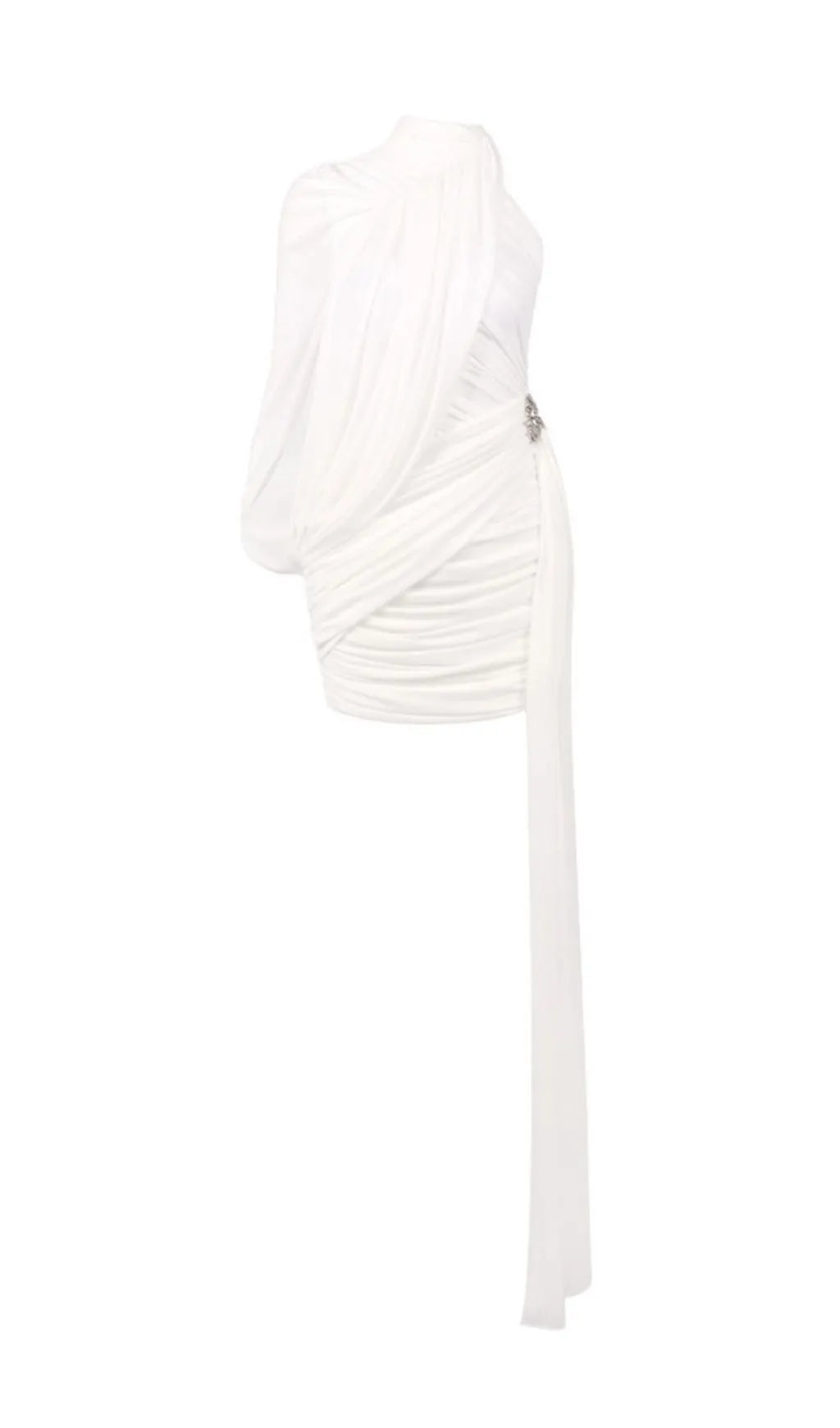 Lauralee White Ruched Mesh Mini Dress Flowering Girl
