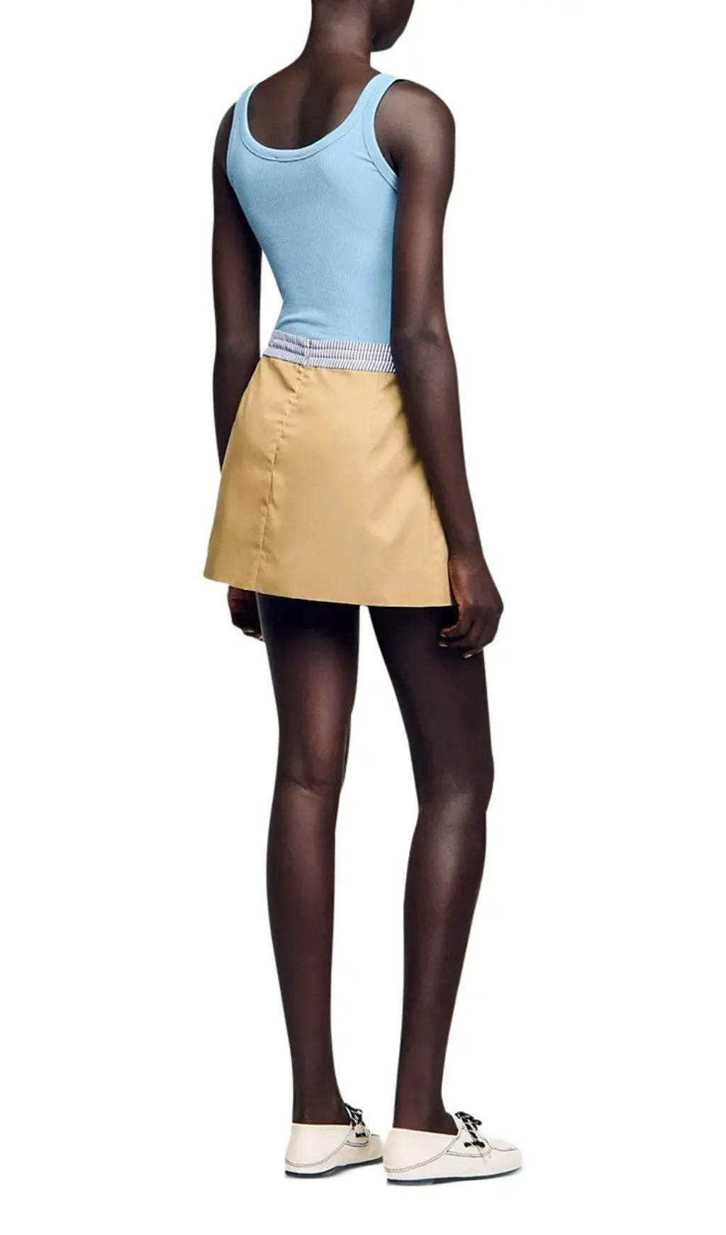 Short Dual Material Skirt Flowering Girl