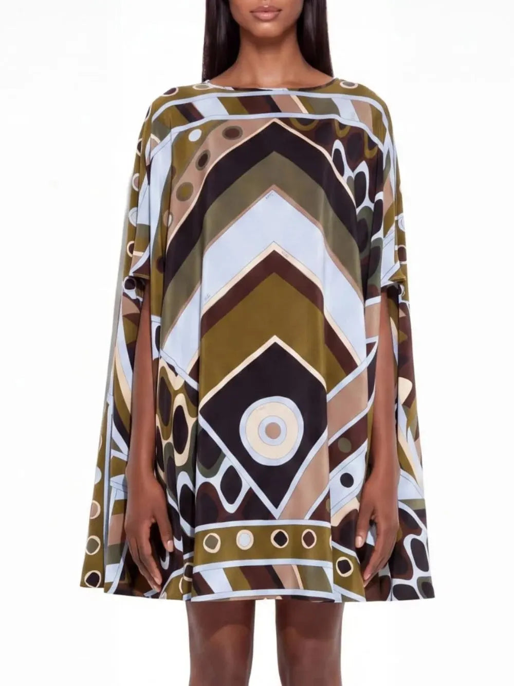 Hylora Raglan Sleeve Geo Printed Mini Dress Flowering Girl