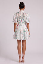 Floral Print Belted Mini Dress Flowering Girl
