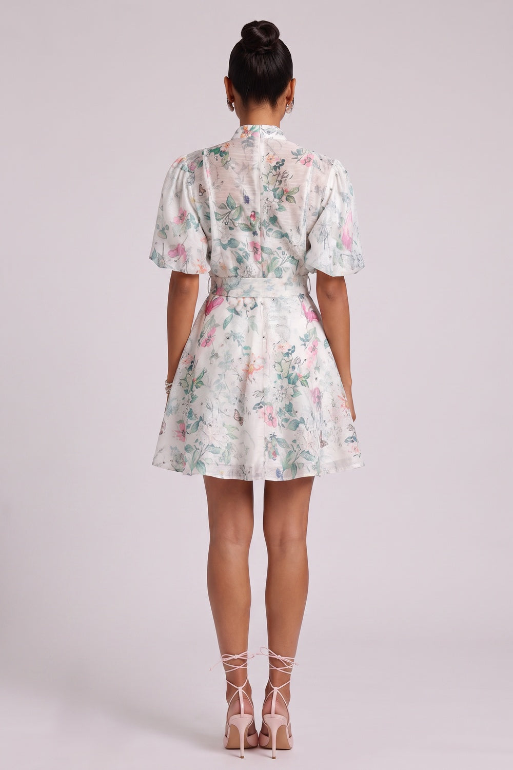 Floral Print Belted Mini Dress Flowering Girl