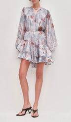 Madigan Printed Long Sleeve Mini Dress Flowering Girl