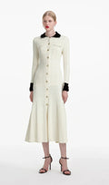 Cécilie contrast-trim knitted shirt dress Flowering Girl