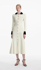 Cécilie contrast-trim knitted shirt dress Flowering Girl