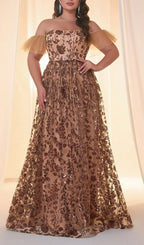 Gezana Sequin Mesh Plus Size Maxi Dress Flowering Girl