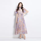Eileen Multicolor Single-Breasted Printed Midi Dress Flowering Girl
