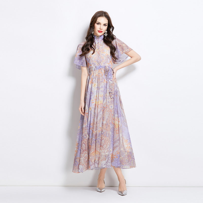 Eileen Multicolor Single-Breasted Printed Midi Dress Flowering Girl