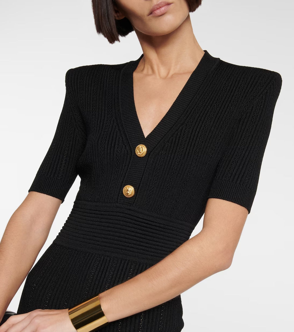 RIBBED-KNIT SHORT-SLEEVE DRESS Flowering Girl