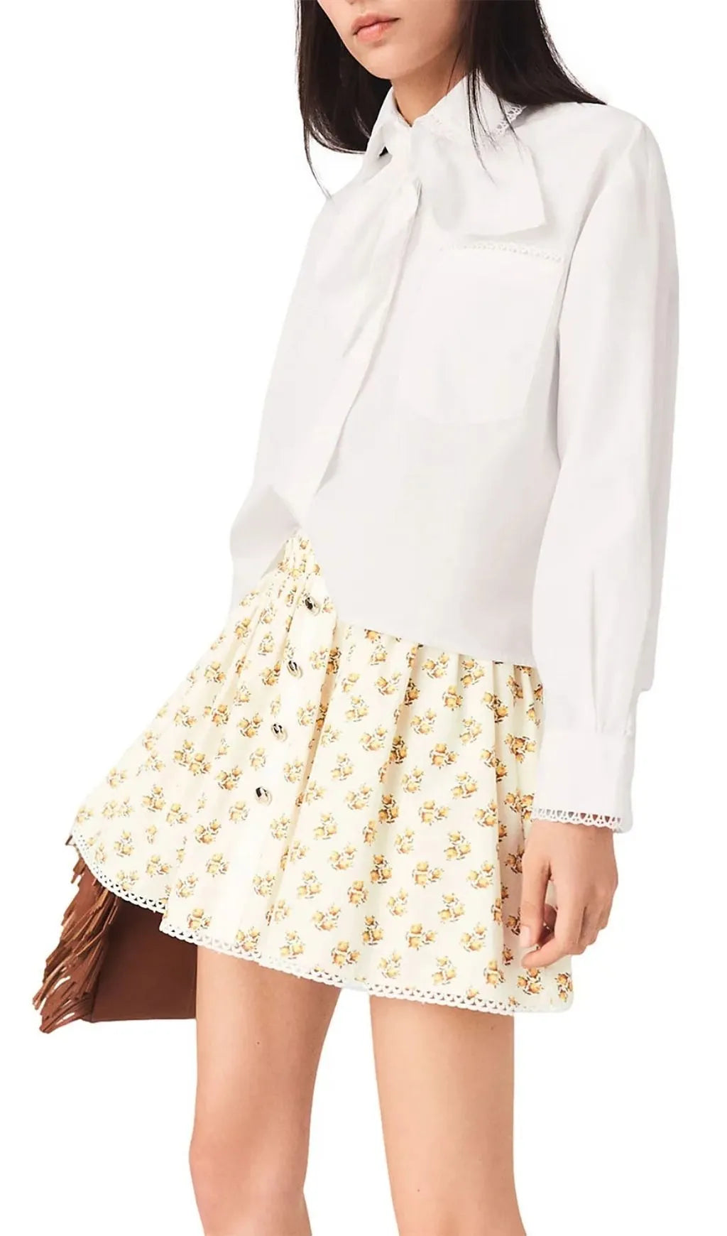 Printed Rickrack Trim Skirt Flowering Girl