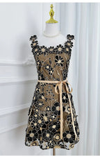 Black Embroidered Tulle Overlay A-Line Mini Dress Flowering Girl