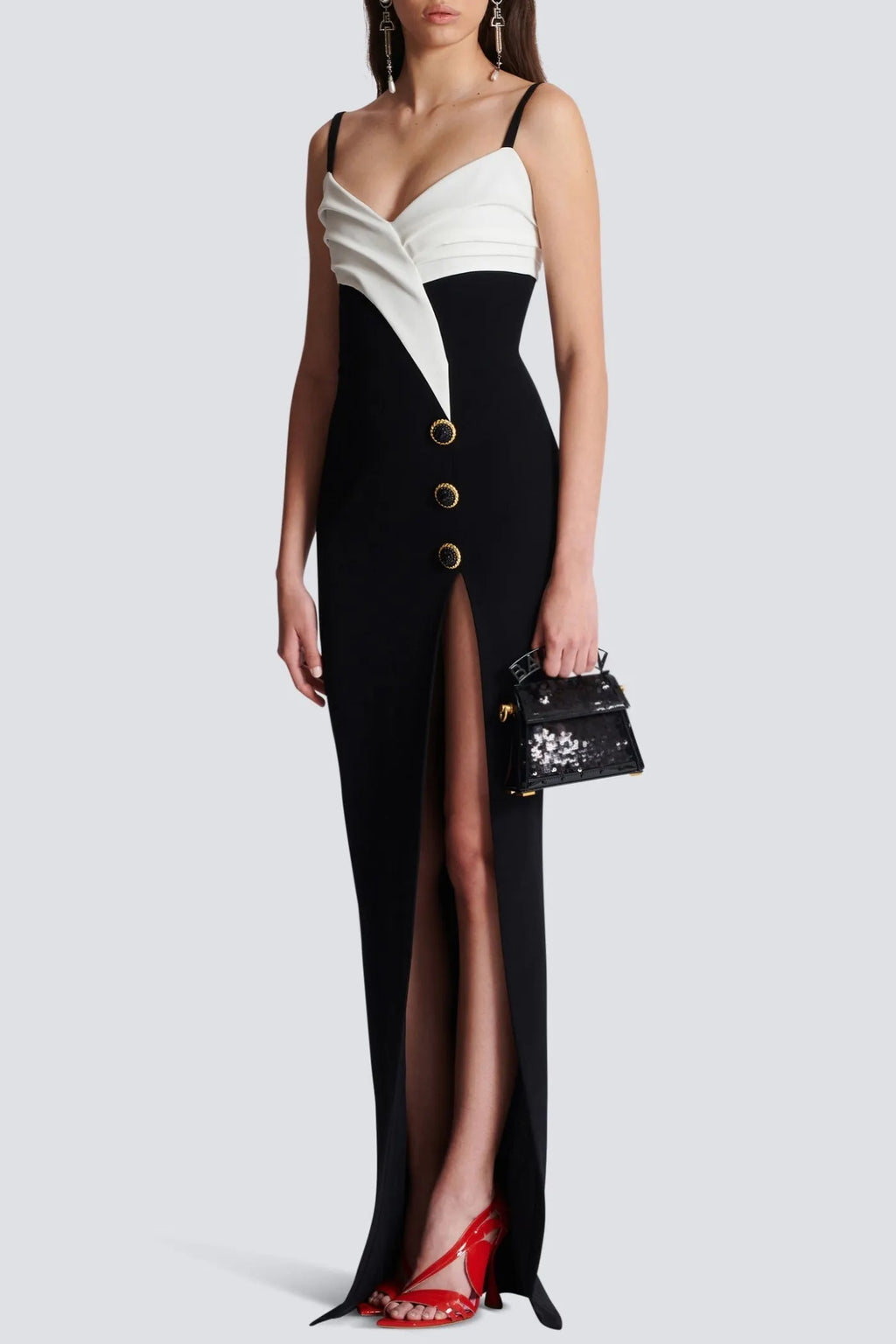 Bruna Two-Tone Split Maxi Bandage Dress Flowering Girl