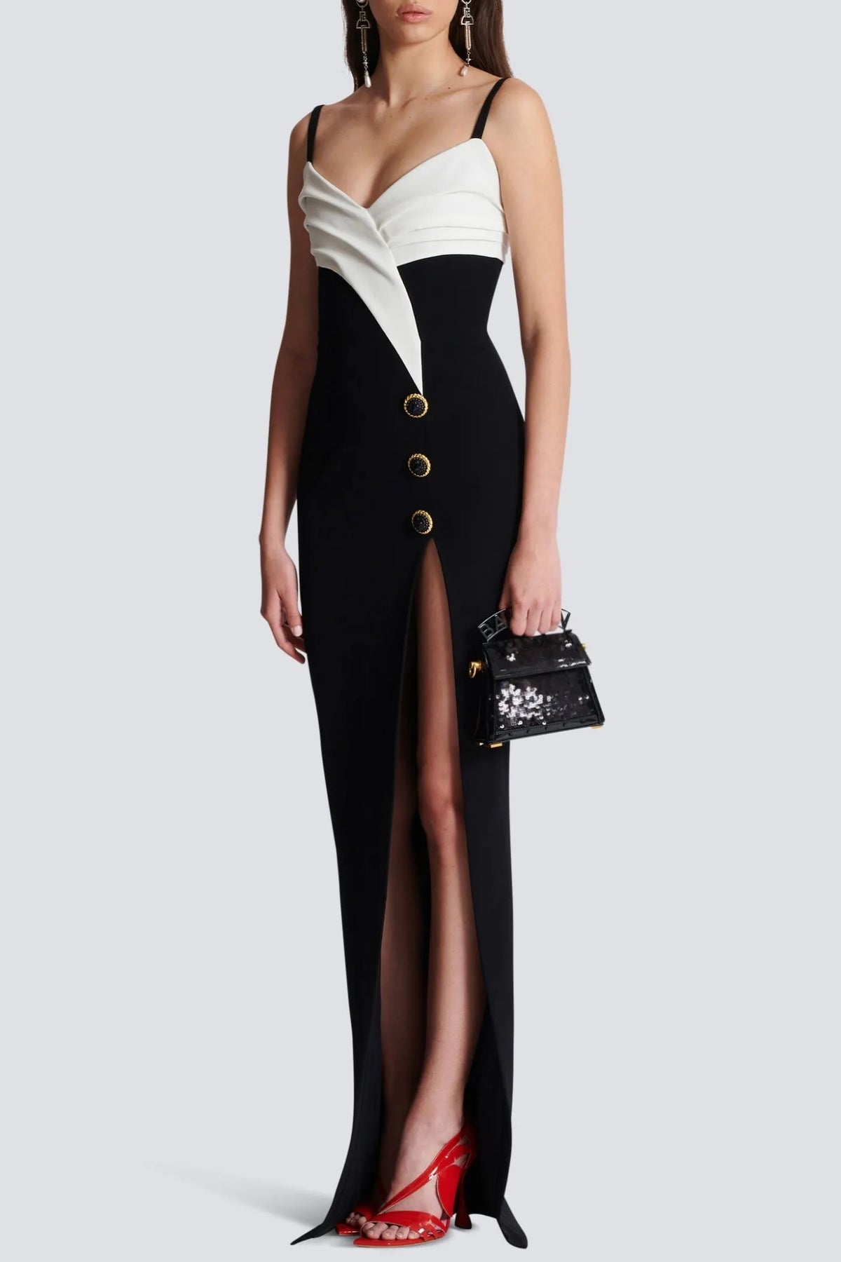 Bruna Two-Tone Split Maxi Bandage Dress Flowering Girl