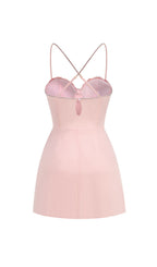 Calantha Pink Flower Diamond Mini Dress Flowering Girl