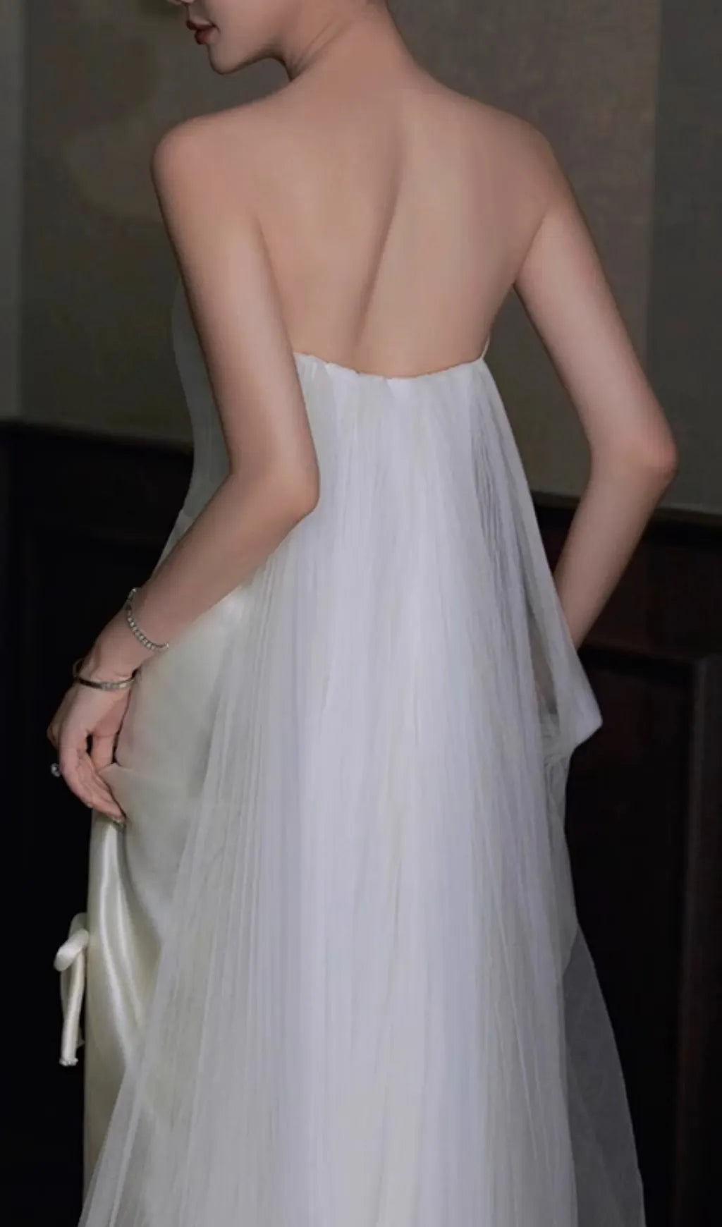 Chynna White Strapless Bow Wedding Dress Flowering Girl