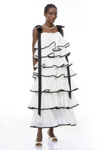 Mandy White Layer Ruffled Maxi Dress With Bows Flowering Girl