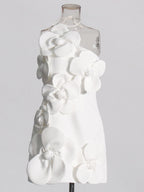 Emily Flower Halter Neck Mini Dress In White Flowering Girl
