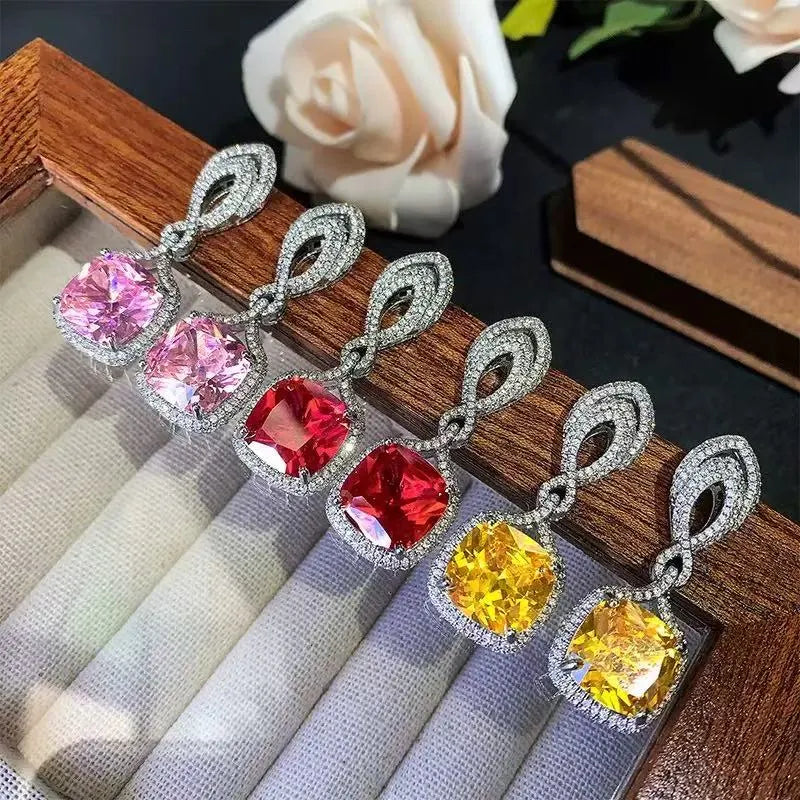 Helen Cushion Cut Gemstone Sterling Silver Earrings Flowering Girl