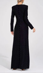 Roxanne Black Diamond High Slit Maxi Dress Flowering Girl