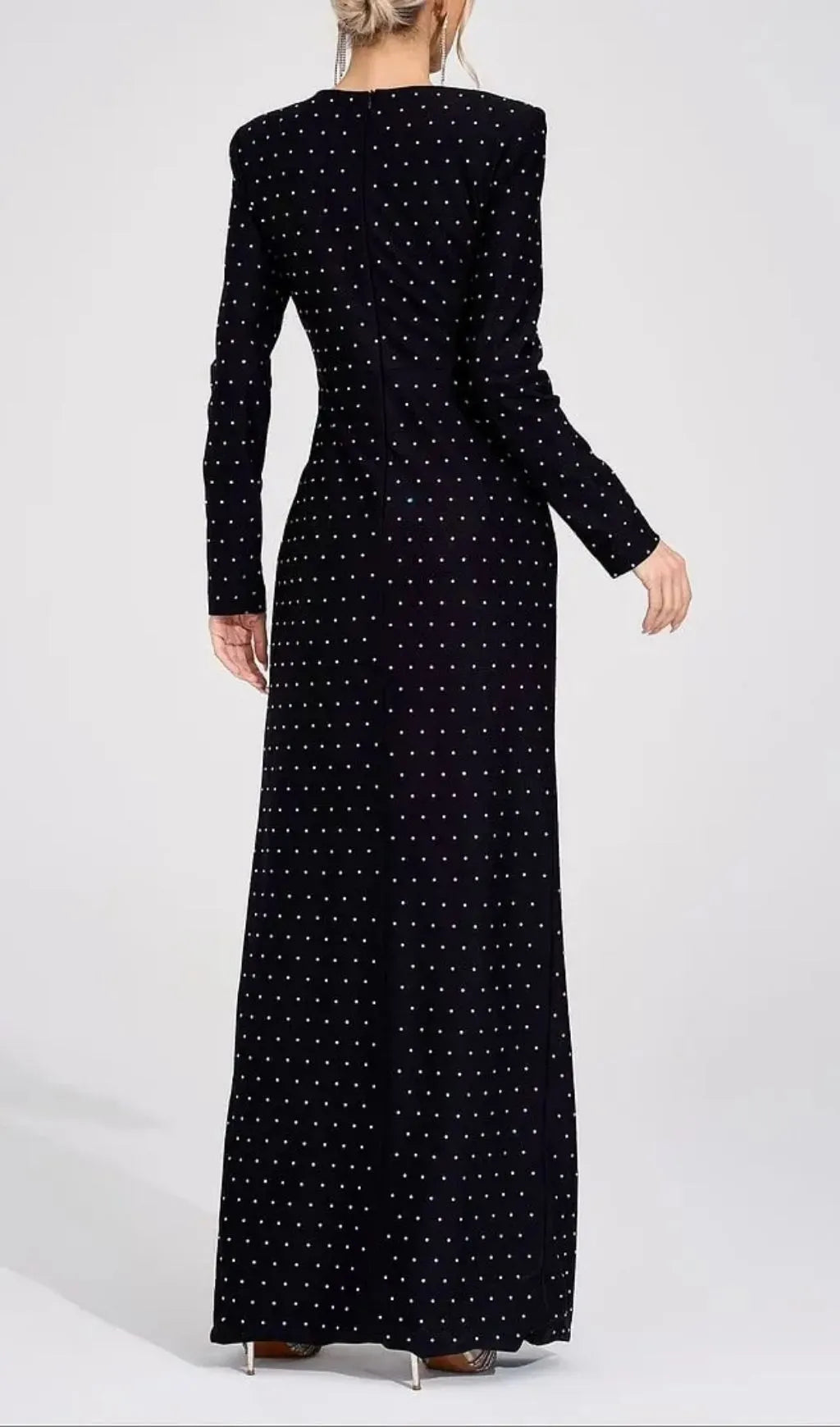 Roxanne Black Diamond High Slit Maxi Dress Flowering Girl