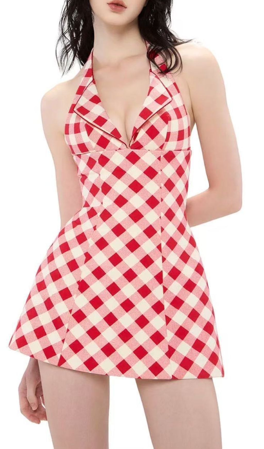 Irela Halter Check Mini Dress Flowering Girl