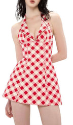 Irela Halter Check Mini Dress Flowering Girl