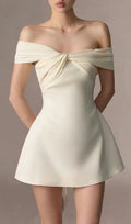 Off-The-Shoulder Twisted Front Mini Dress Flowering Girl