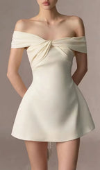 Off-The-Shoulder Twisted Front Mini Dress Flowering Girl