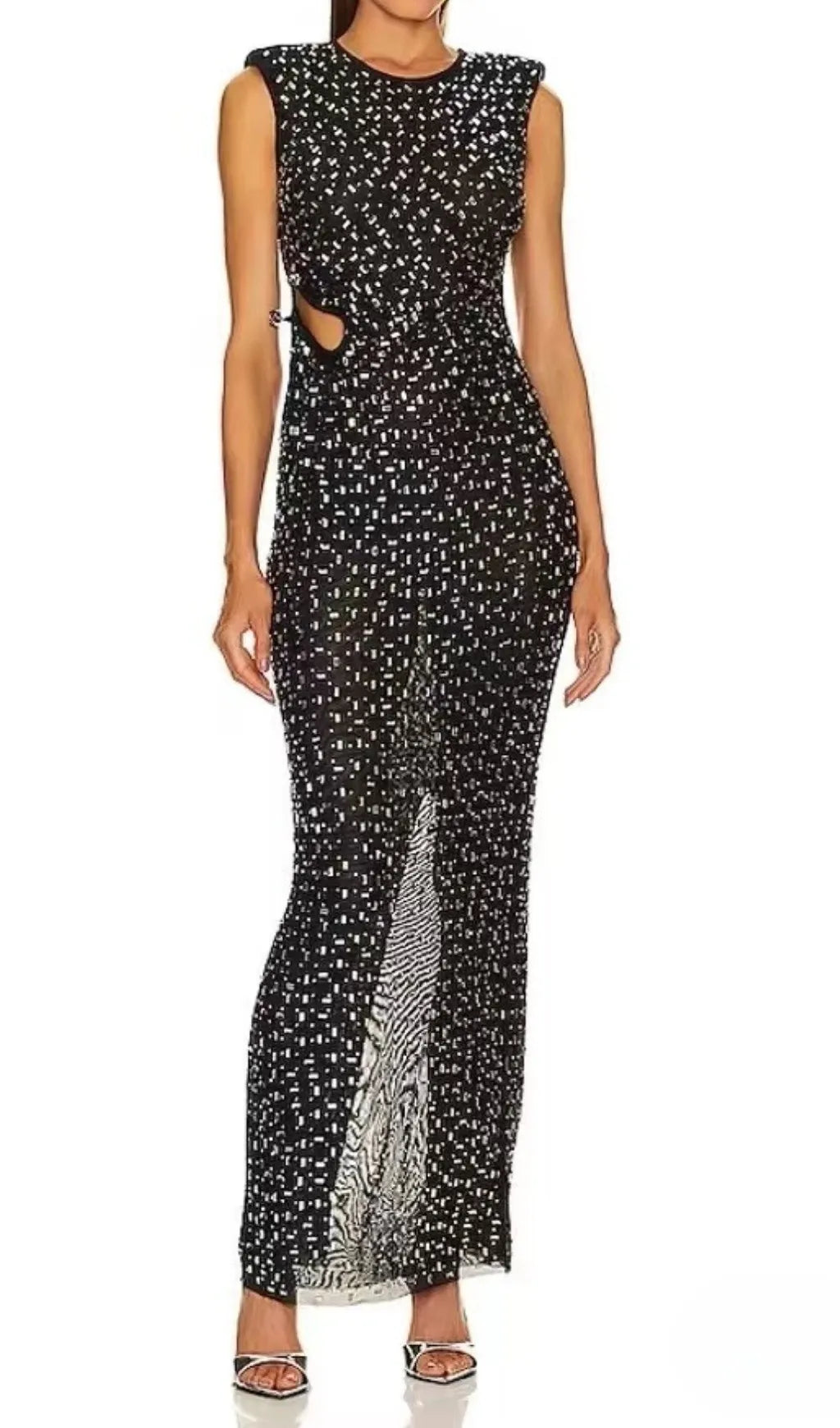Dafina Black Crystal Maxi Dress Flowering Girl