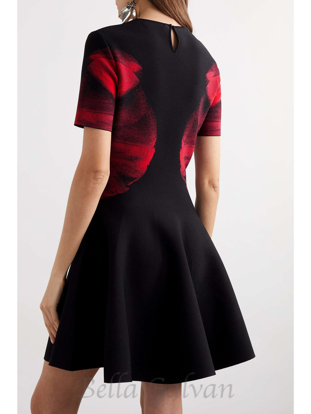 Jacquard-knit mini dress in black Flowering Girl