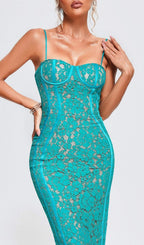 Strappy Lace Midi Dress Flowering Girl