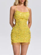 Felicja Backless Flower Sequin Mini Dress Flowering Girl