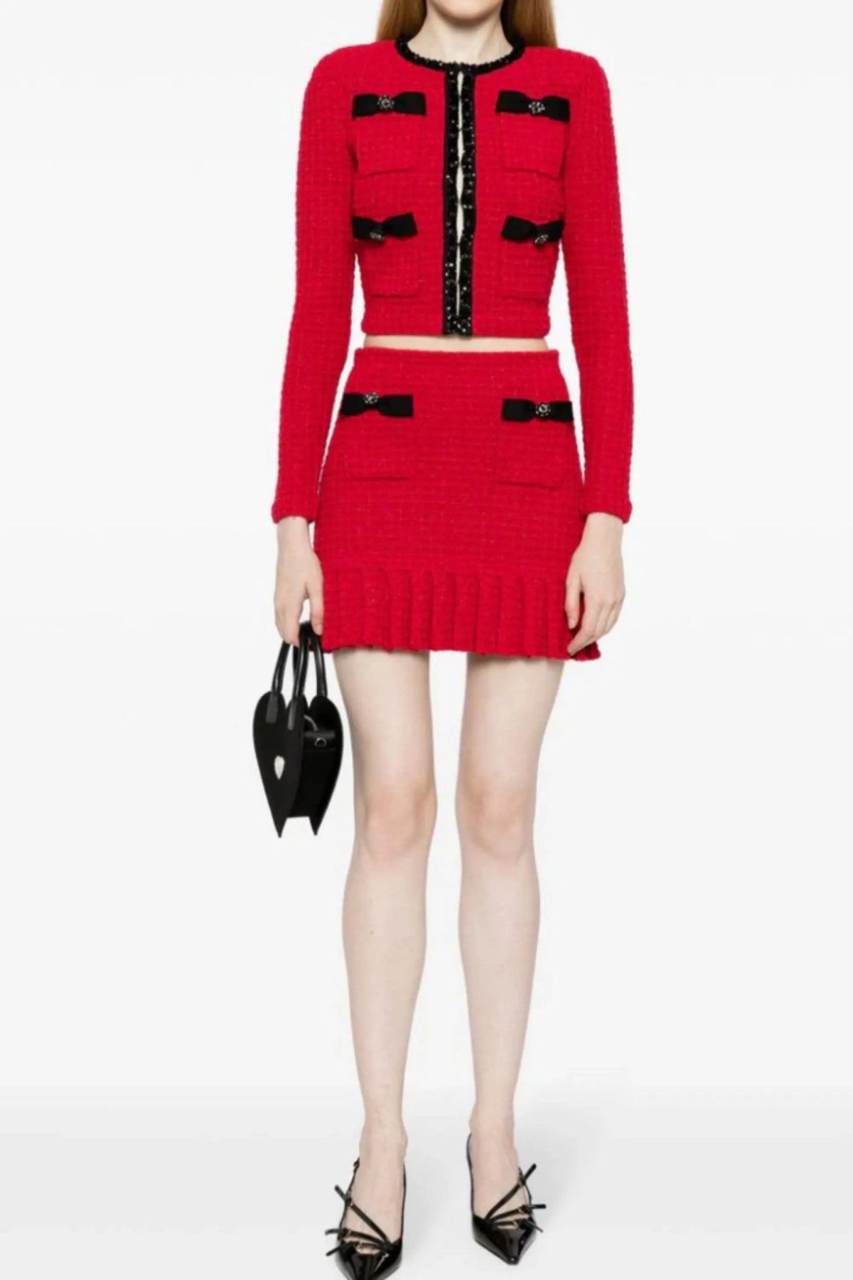 Red Knit Skirt Flowering Girl