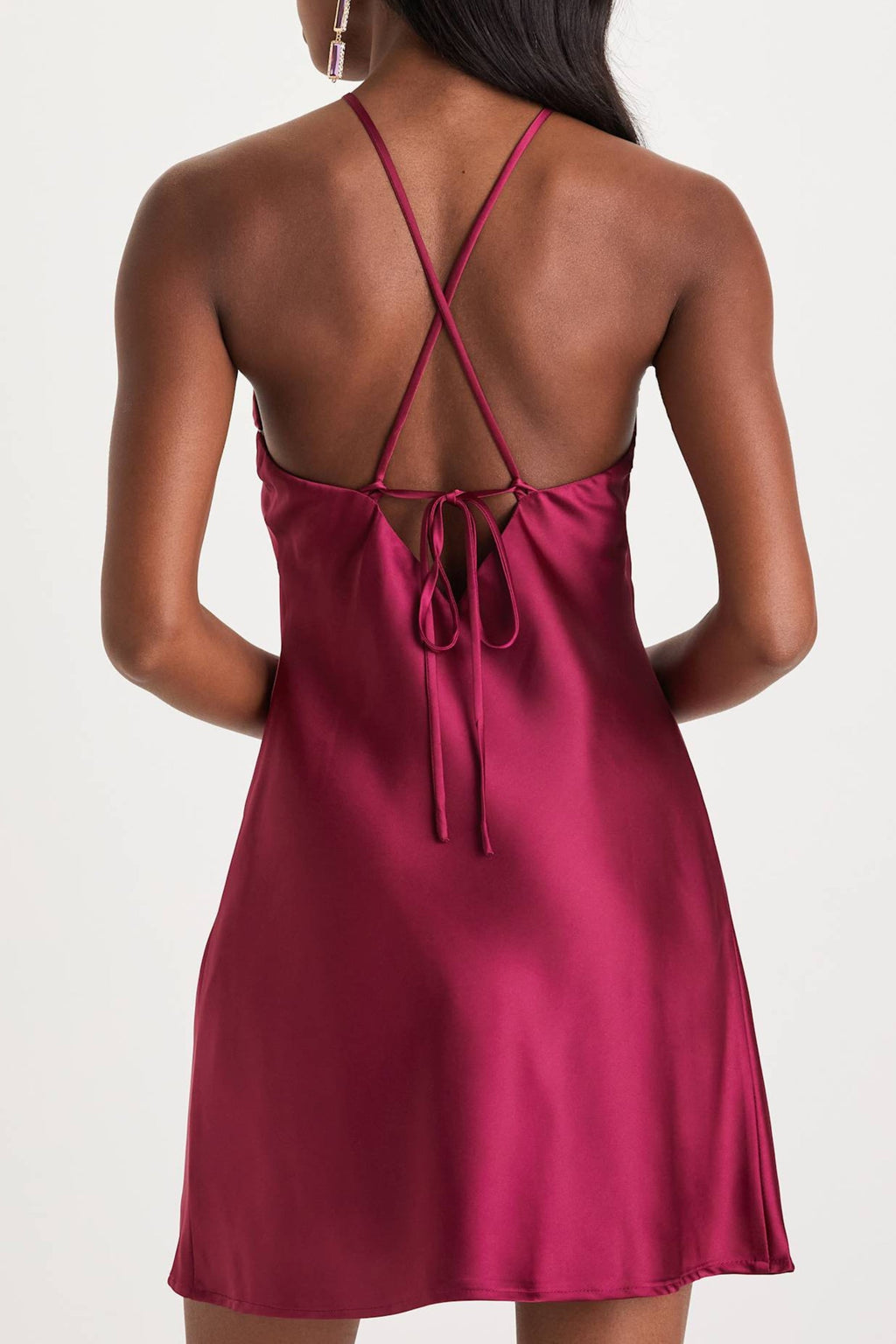 Agenta Satin Rosette Halter Neck Mini Dress Flowering Girl