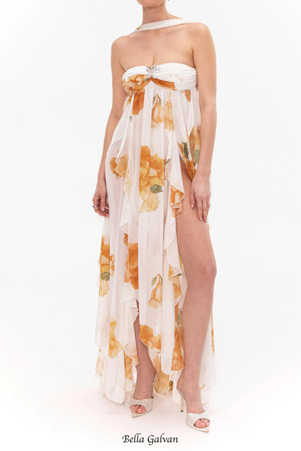 joanna Floral Halter Backless Split Maxi Dress Flowering Girl