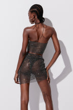 Yoko Rhinestone Mesh Halter Neck Skirt Set Flowering Girl